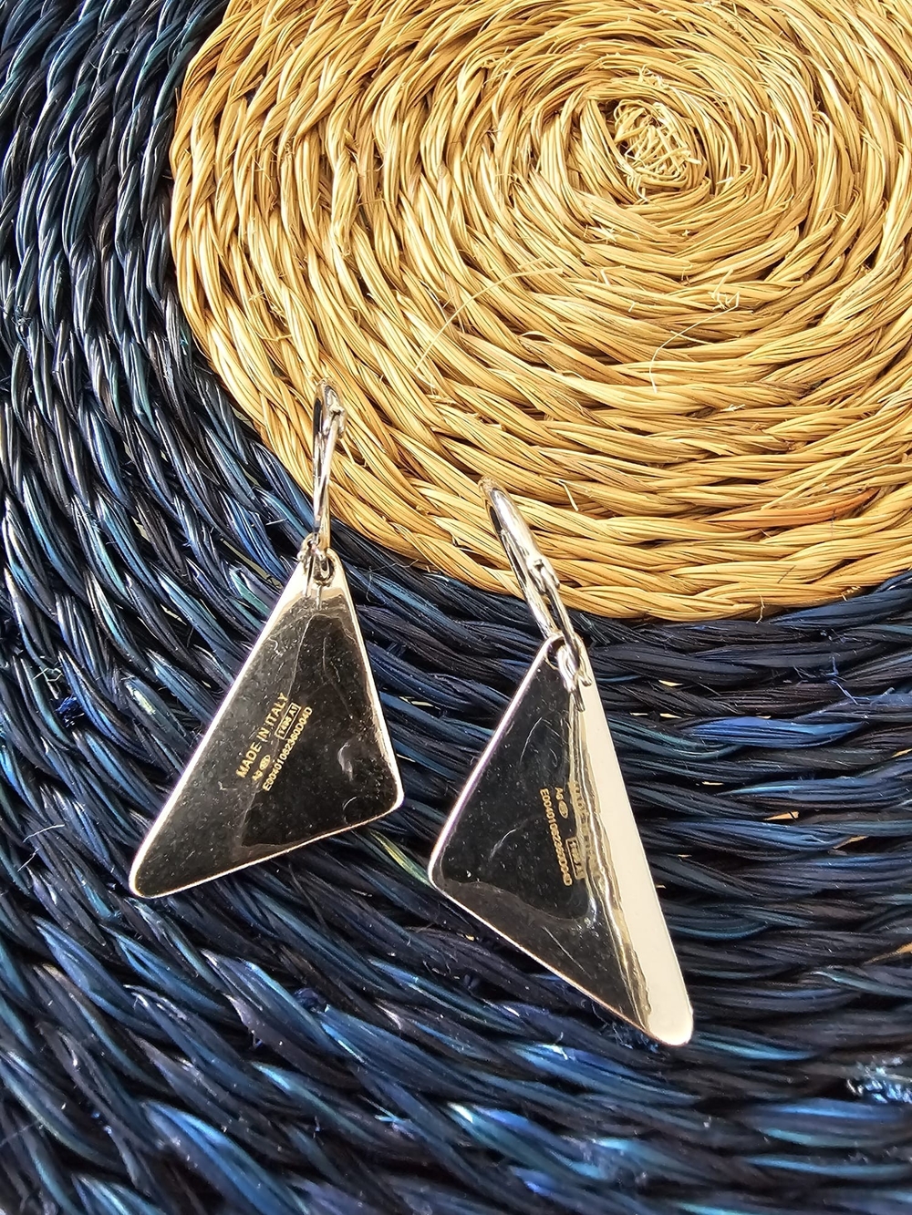 Prada Black Triangle Logo Hoop Drop Earrings - Picture 5 of 5